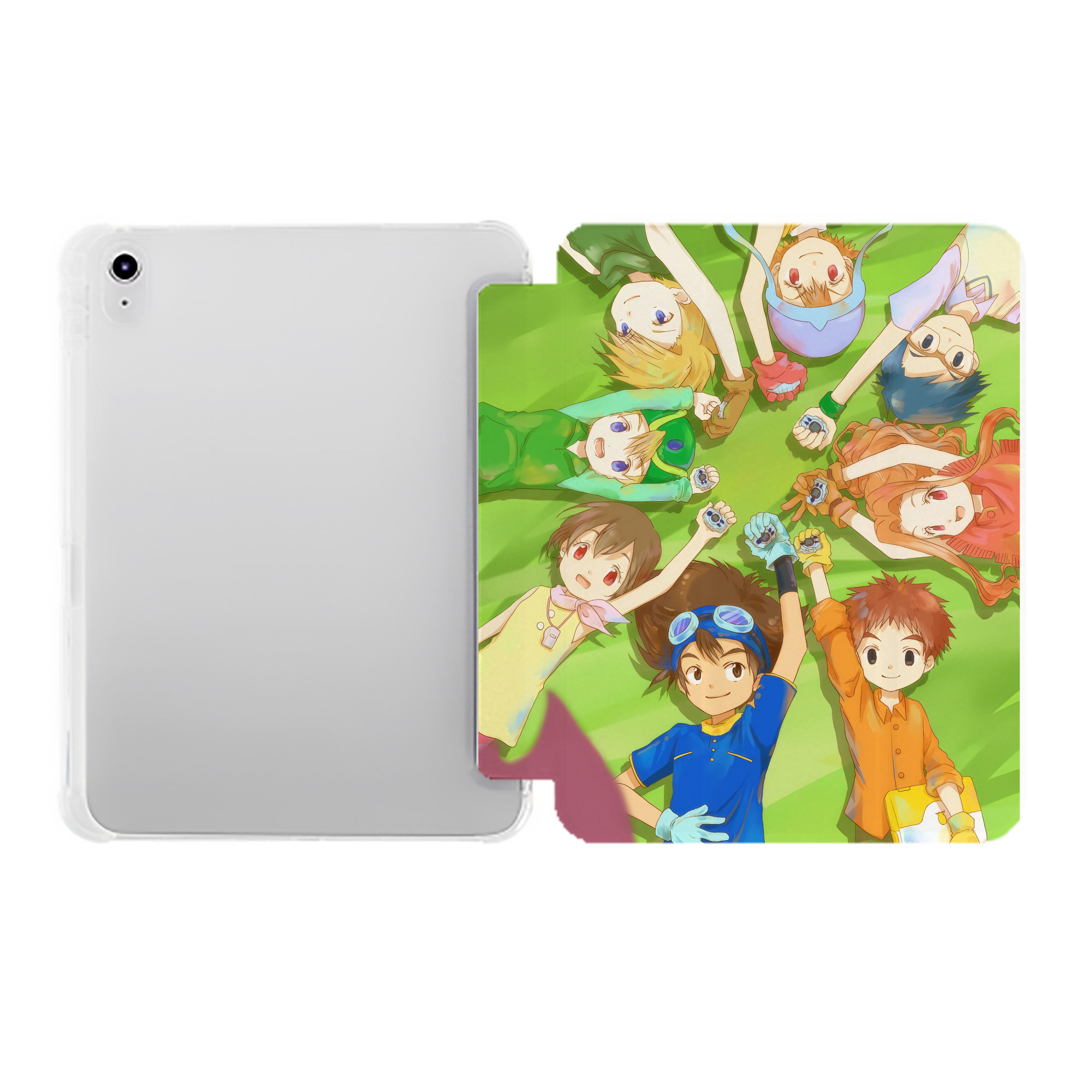 （画像用） Digimon デジタルモンスター/デジモン IPad ケース ペン収納付き 三つ折りスタンド PUレザー×シリコン 対応機種9.5/10.5/10.9インチ